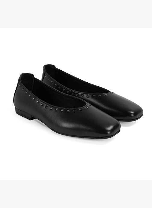 Kadın Siyah Deri Babet - Görsel 3