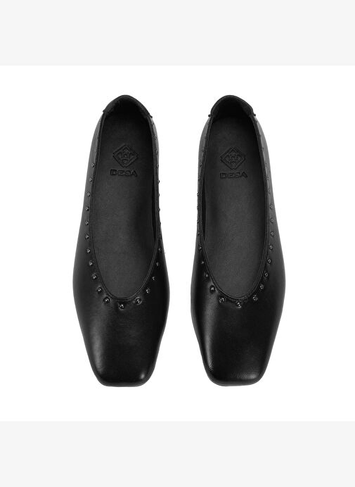 Kadın Siyah Deri Babet - Görsel 7