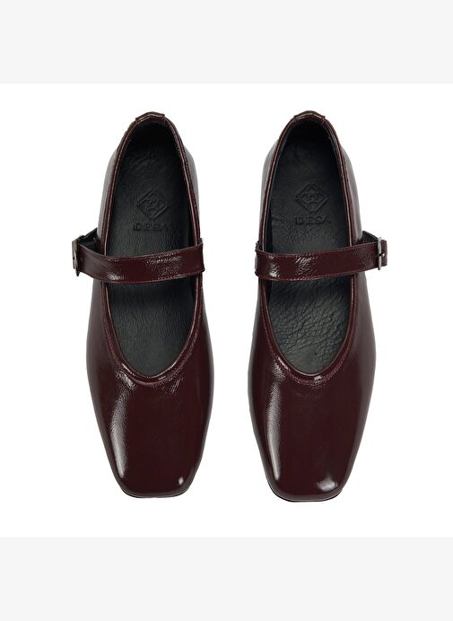 Kadın Bordo Kemer Aksesuarlı Rugan Mary Jane Babet - Görsel 7