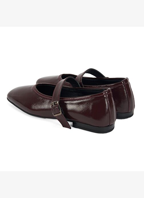 Kadın Bordo Kemer Aksesuarlı Rugan Mary Jane Babet - Görsel 8