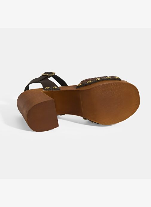 Desa Desa Kahverengi Kadın Kahve Tokalı Aksesuarlı Detaylı Topuklu Sandalet Sandalet & Terlik | Boyner Kahverengi - 4. görsel