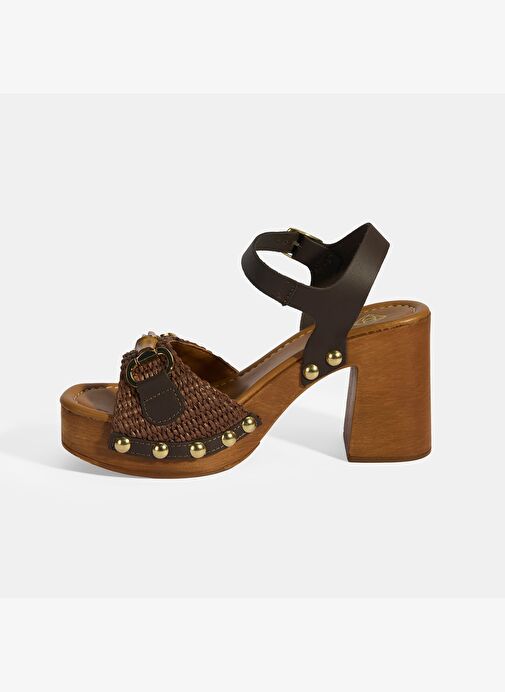 Desa Desa Kahverengi Kadın Kahve Tokalı Aksesuarlı Detaylı Topuklu Sandalet Sandalet & Terlik | Boyner Kahverengi - 5. görsel