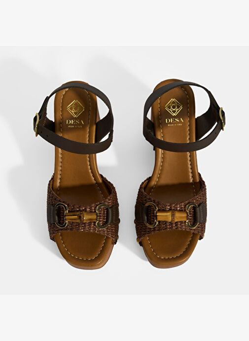 Desa Desa Kahverengi Kadın Kahve Tokalı Aksesuarlı Detaylı Topuklu Sandalet Sandalet & Terlik | Boyner Kahverengi - 9. görsel