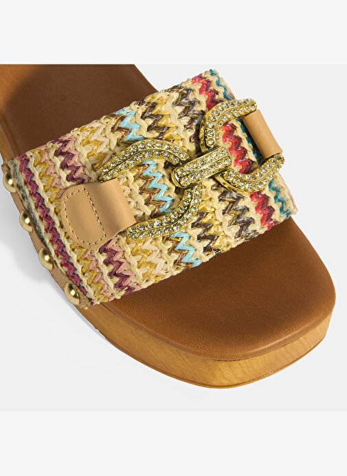 Kadın Çok Renkli Toka Aksesuarlı Topuklu Terlik - Görsel 6