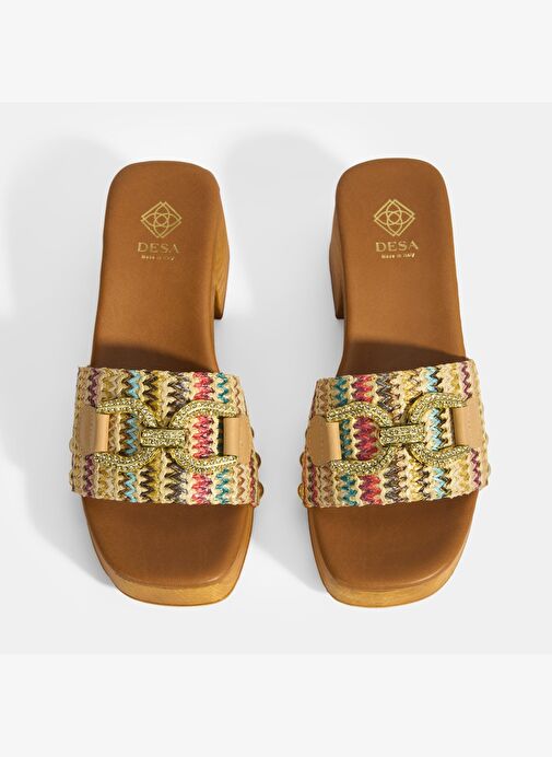 Kadın Çok Renkli Toka Aksesuarlı Topuklu Terlik - Görsel 7