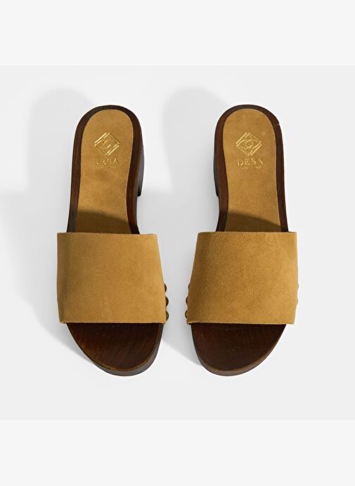 Limited Edition Kadın Taba Süet Topuklu Terlik - Görsel 8