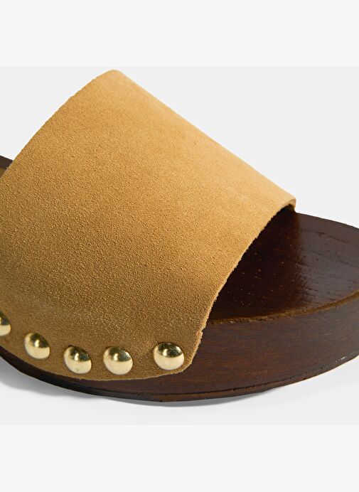 Limited Edition Kadın Taba Süet Topuklu Terlik - Görsel 9