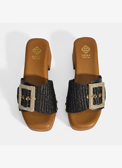 Kadın Siyah Ayarlanabilir Toka Detaylı Topuklu Terlik - Görsel 8