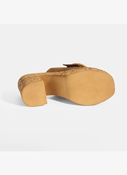 Kadın Taba Ayarlanabilir Toka Detaylı Süet Topuklu Terlik - Görsel 5