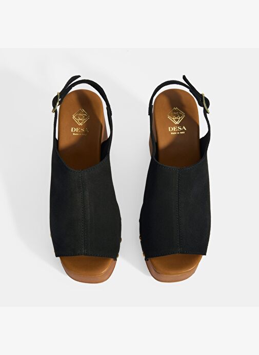 Kadın Siyah Ayarlanabilir Toka Detaylı Süet Dolgu Topuklu Sandalet - Görsel 8