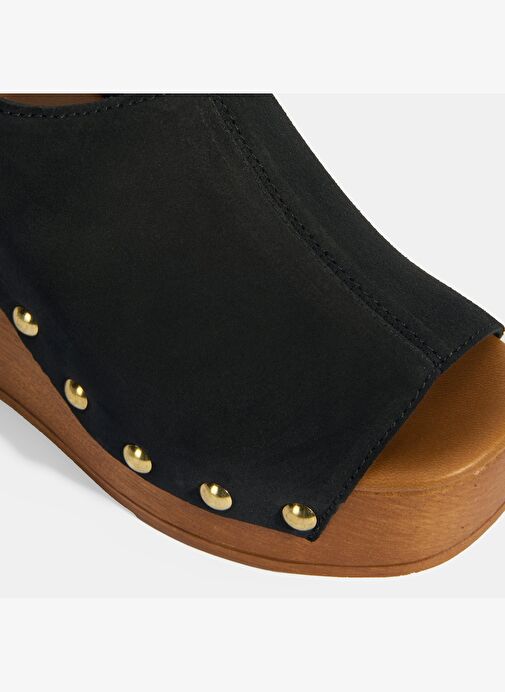 Kadın Siyah Ayarlanabilir Toka Detaylı Süet Dolgu Topuklu Sandalet - Görsel 9