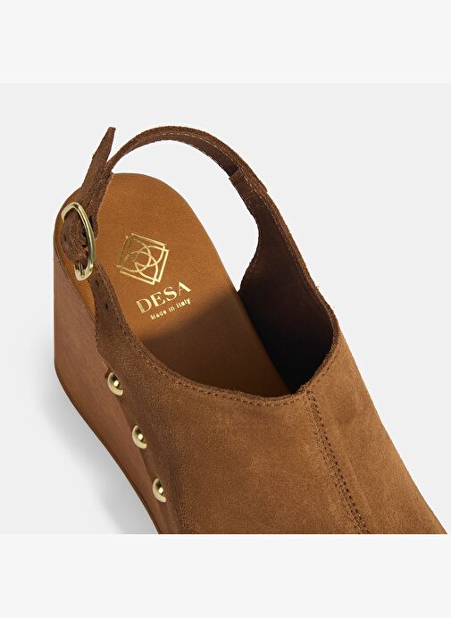 Kadın Taba Ayarlanabilir Toka Detaylı Süet Dolgu Topuklu Sandalet - Görsel 8