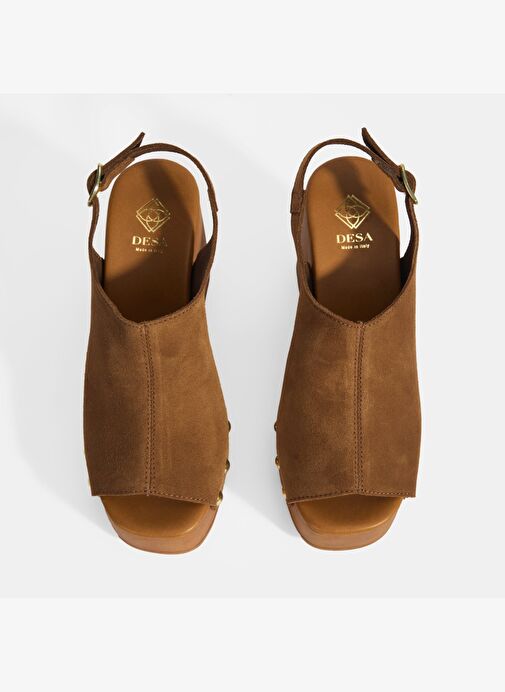 Kadın Taba Ayarlanabilir Toka Detaylı Süet Dolgu Topuklu Sandalet - Görsel 9