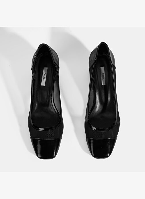 Kadın Siyah File Detaylı Topuklu Klasik Ayakkabı - Görsel 7