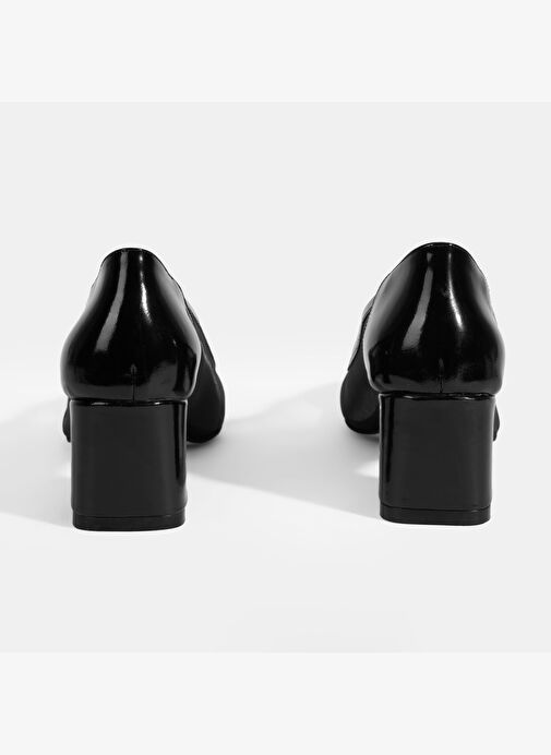 Kadın Siyah File Detaylı Topuklu Klasik Ayakkabı - Görsel 8