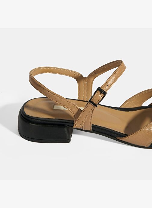 Kadın Bej Slingback Deri Günlük Ayakkabı - Görsel 8
