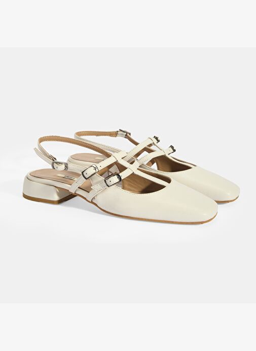 Kadın Beyaz Tokalı Deri Günlük Ayakkabı - Görsel 3