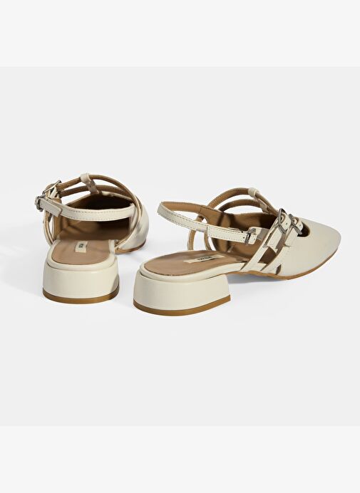 Kadın Beyaz Tokalı Deri Günlük Ayakkabı - Görsel 7