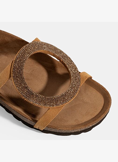 Kadın Taba Taş Detaylı Süet Terlik - Görsel 9