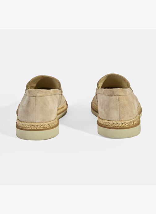 Bej Erkek Örgü Detaylı Süet Loafer - Görsel 9