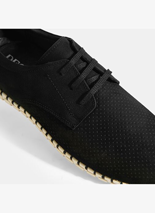 Moriya Siyah Erkek Deri Bağcıklı Günlük Ayakkabı - Görsel 7