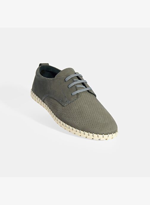 Moriya Gri Erkek Deri Bağcıklı Günlük Ayakkabı - Görsel 6