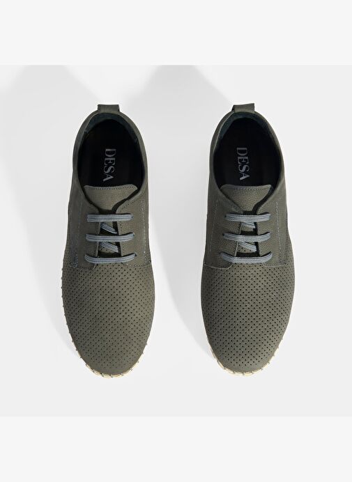 Moriya Gri Erkek Deri Bağcıklı Günlük Ayakkabı - Görsel 8