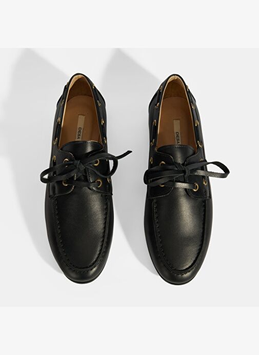 Kadın Siyah Deri Günlük Ayakkabı - Görsel 8