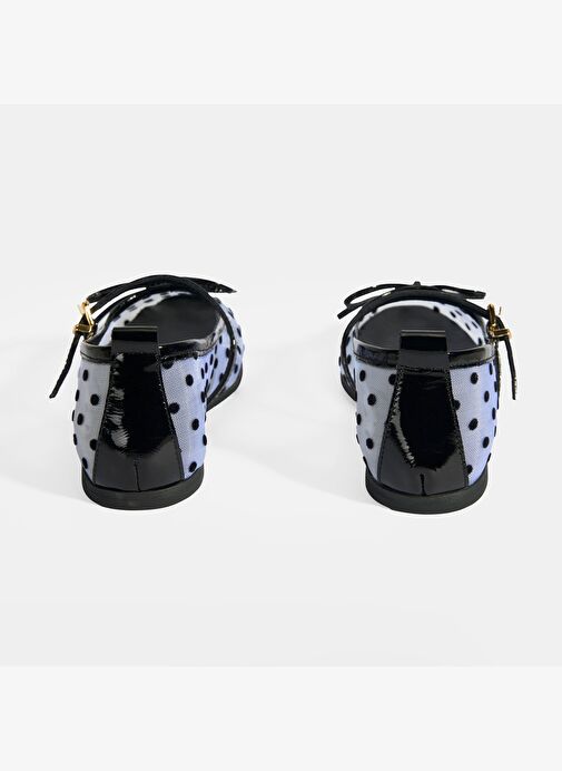 Kadın Siyah Puantiyeli Toka Aksesuarlı Babet - Görsel 9