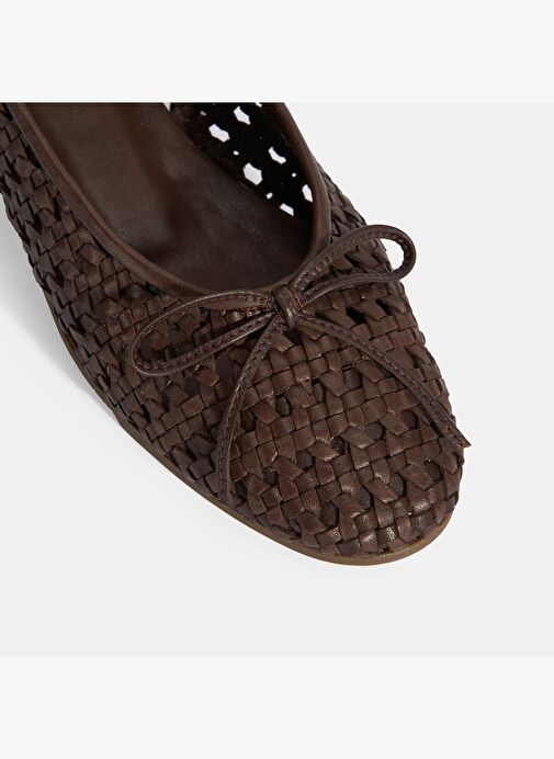 Kadın Kahve Fiyonk Detaylı Örgü Babet - Görsel 7