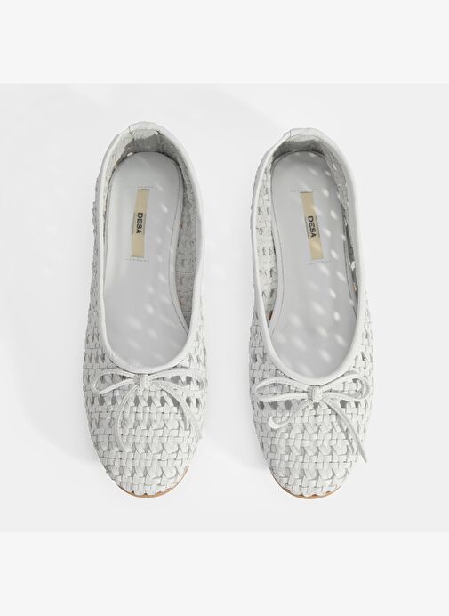 Kadın Beyaz Fiyonk Detaylı Örgü Babet - Görsel 8