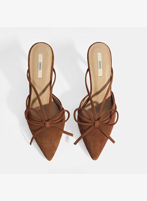 Kadın Kahve Fiyonk Detaylı Süet Topuklu Abiye Ayakkabı - Görsel 9