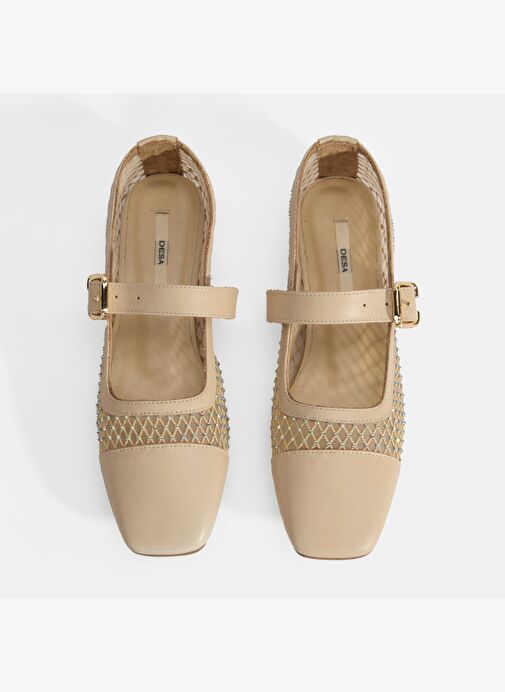 Kadın Ten Toka Aksesuarlı File Babet - Görsel 6