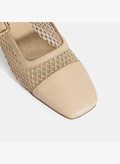 Kadın Ten Toka Aksesuarlı File Babet - Görsel 7