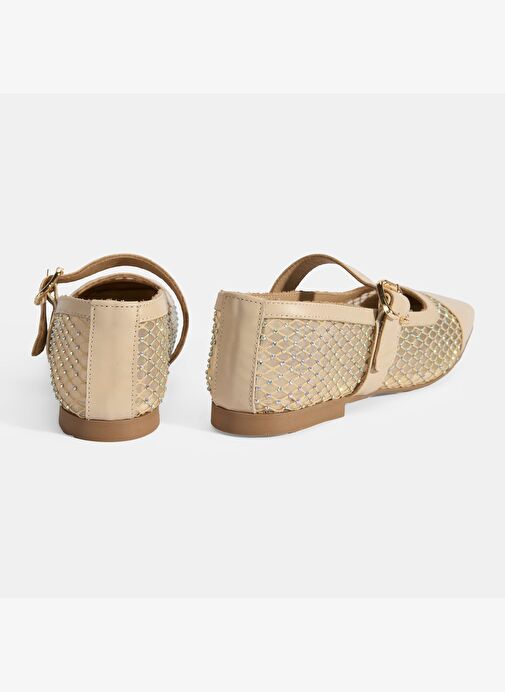 Kadın Ten Toka Aksesuarlı File Babet - Görsel 8