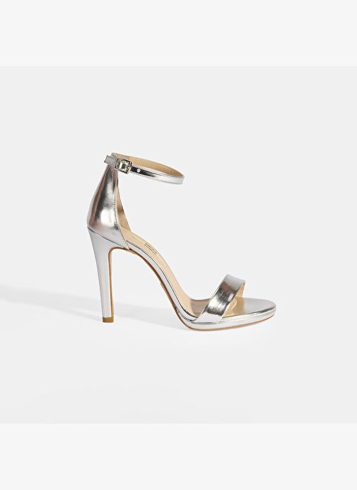 Kadın Gümüş Topuklu Abiye Sandalet - Görsel 2