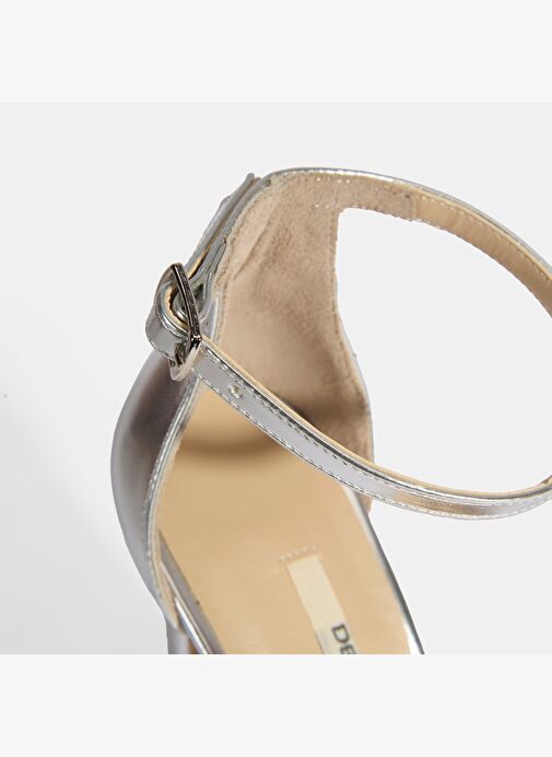Kadın Gümüş Topuklu Abiye Sandalet - Görsel 7