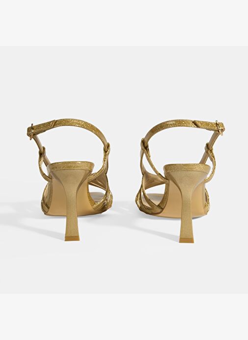 Kadın Gold Simli Topuklu Abiye Sandalet - Görsel 9