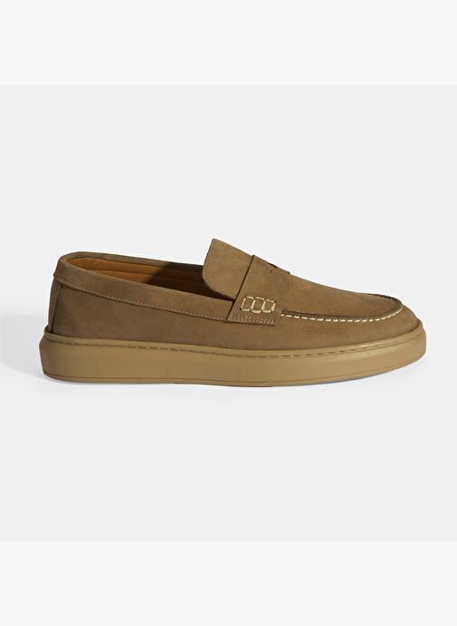 Erkek Bej Slip-On Nubuk Deri Loafer - Görsel 2