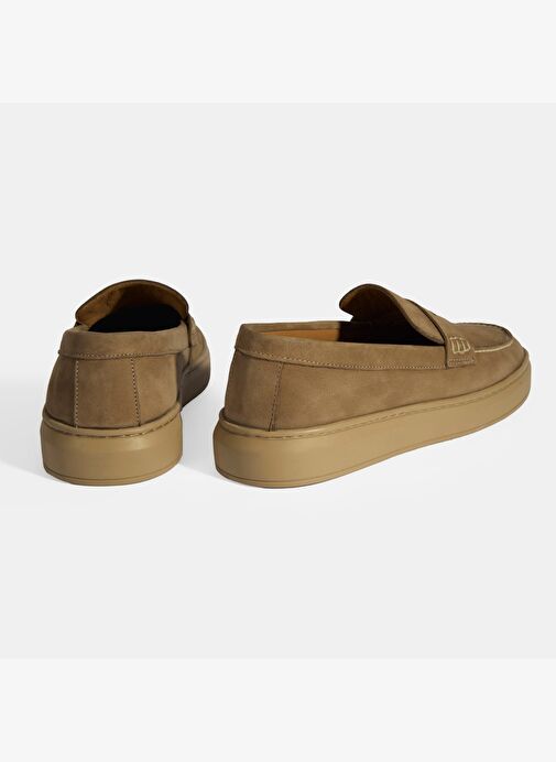 Erkek Bej Slip-On Nubuk Deri Loafer - Görsel 6