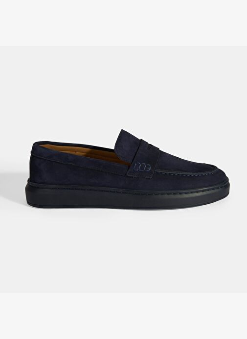 Erkek Lacivert Slip-On Nubuk Deri Loafer - Görsel 2