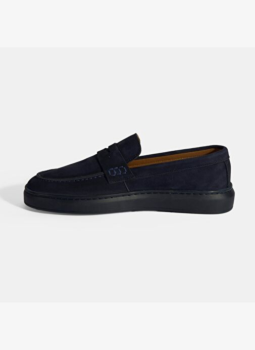 Erkek Lacivert Slip-On Nubuk Deri Loafer - Görsel 4