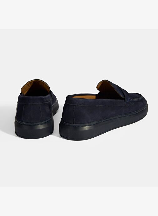Erkek Lacivert Slip-On Nubuk Deri Loafer - Görsel 6