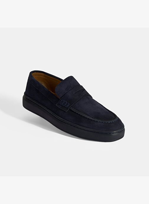 Erkek Lacivert Slip-On Nubuk Deri Loafer - Görsel 7