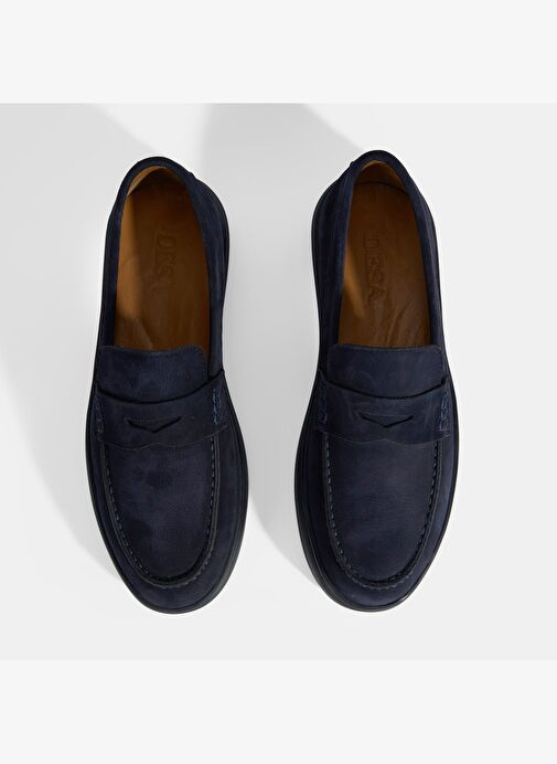Erkek Lacivert Slip-On Nubuk Deri Loafer - Görsel 8