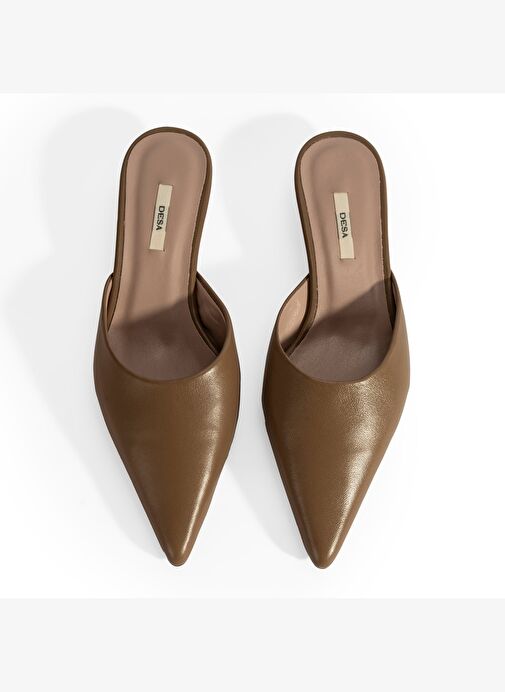 Kadın Kahve Topuklu Deri Terlik - Görsel 8