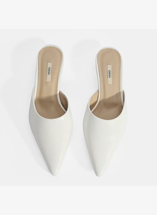 Kadın Beyaz Topuklu Deri Terlik - Görsel 7