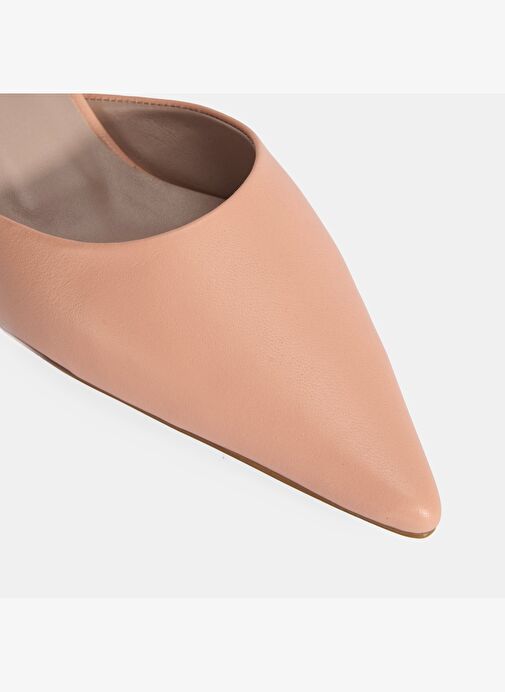 Kadın Pudra Topuklu Deri Terlik - Görsel 6