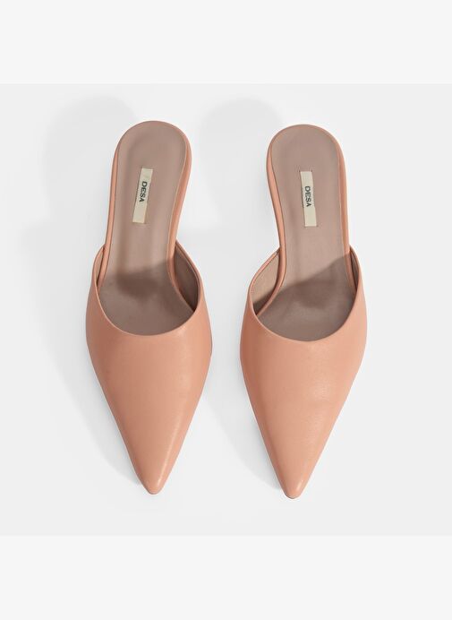 Kadın Pudra Topuklu Deri Terlik - Görsel 9