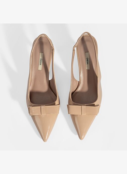 Kadın Ten Fiyonk Detaylı Rugan Topuklu Klasik Ayakkabı - Görsel 8